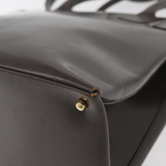 GUCCI Hand Bag Patent leather 2way Brown Gold Auth 151456