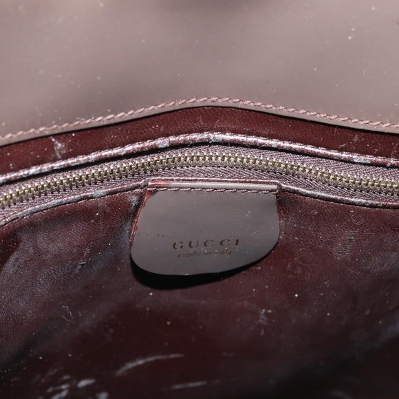 GUCCI Hand Bag Patent leather 2way Brown Gold Auth 151456