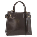 GUCCI Hand Bag Patent leather 2way Brown Gold Auth 151456-1