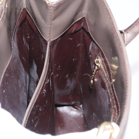 GUCCI Hand Bag Patent leather 2way Brown Gold Auth 151456
