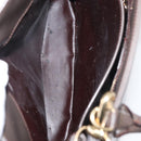 GUCCI Hand Bag Patent leather 2way Brown Gold Auth 151456-22