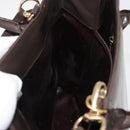 GUCCI Hand Bag Patent leather 2way Brown Gold Auth 151456-23