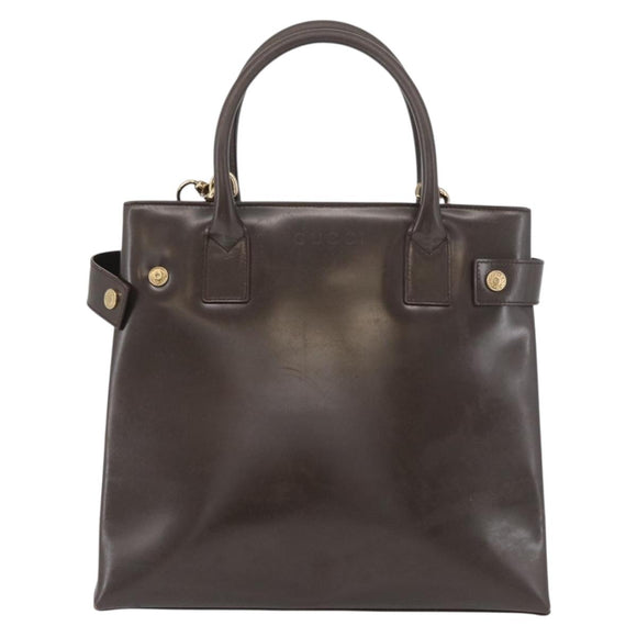 GUCCI Hand Bag Patent leather 2way Brown Gold Auth 151456