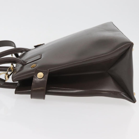 GUCCI Hand Bag Patent leather 2way Brown Gold Auth 151456