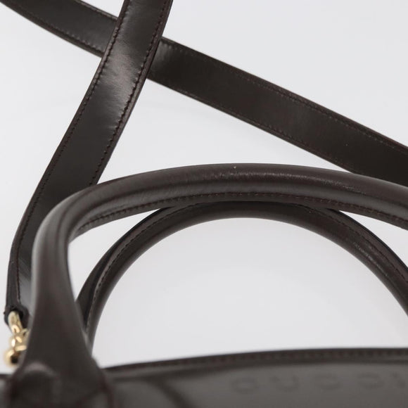 GUCCI Hand Bag Patent leather 2way Brown Gold Auth 151456