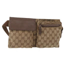 GUCCI GG Canvas Waist bag Beige Silver 28566 Auth 151457-1