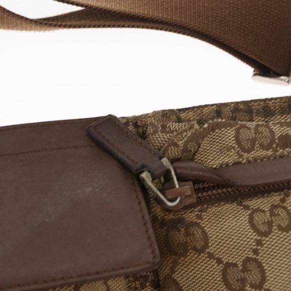 GUCCI GG Canvas Waist bag Beige Silver 28566 Auth 151457