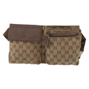 GUCCI GG Canvas Waist bag Beige Silver 28566 Auth 151457-13