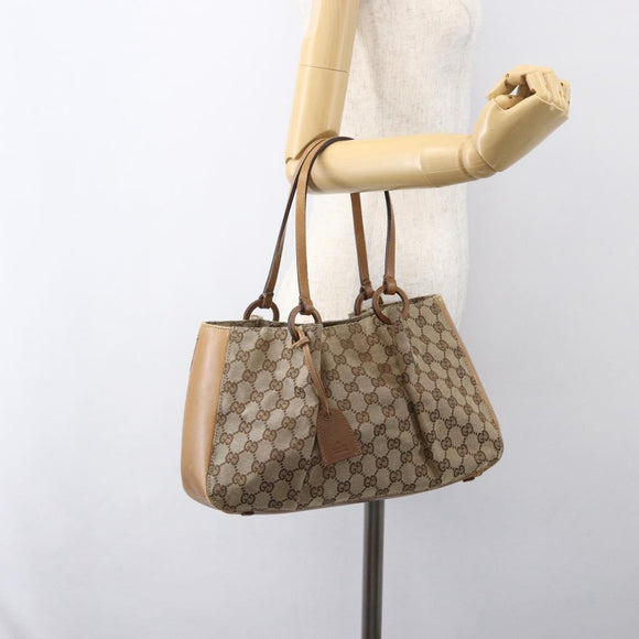 GUCCI GG Canvas Tote Bag Beige 94898 Auth 151459