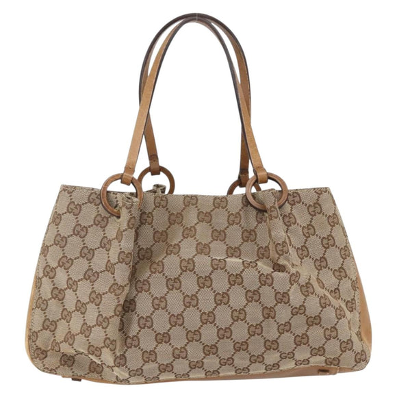 GUCCI GG Canvas Tote Bag Beige 94898 Auth 151459