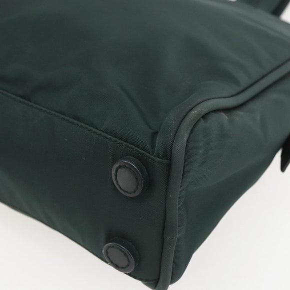 PRADA Hand Bag Nylon Green Silver Auth 151461