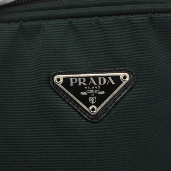 PRADA Hand Bag Nylon Green Silver Auth 151461