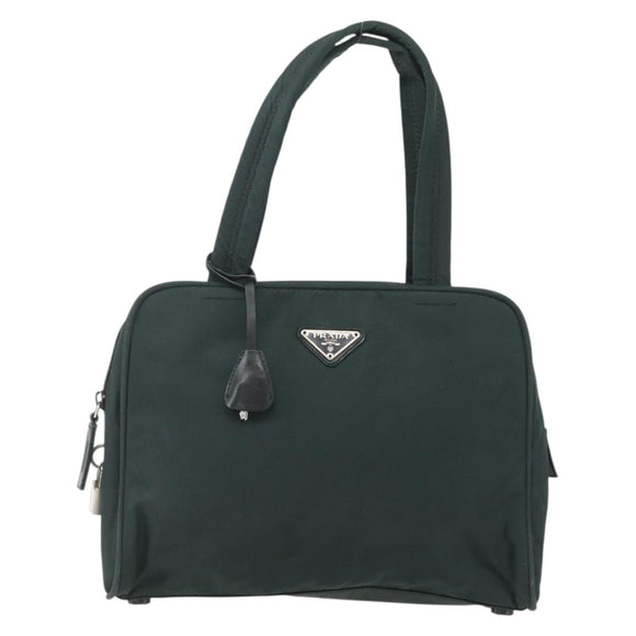 PRADA Hand Bag Nylon Green Silver Auth 151461