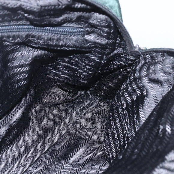 PRADA Hand Bag Nylon Green Silver Auth 151461