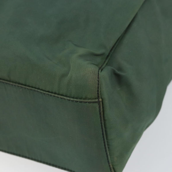 PRADA Hand Bag Nylon Green Silver Auth 151462