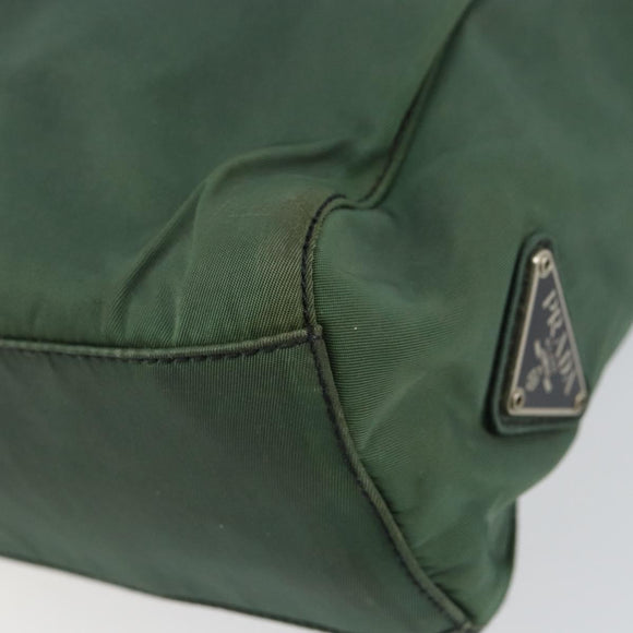 PRADA Hand Bag Nylon Green Silver Auth 151462