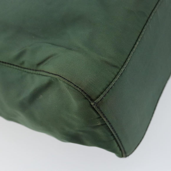 PRADA Hand Bag Nylon Green Silver Auth 151462