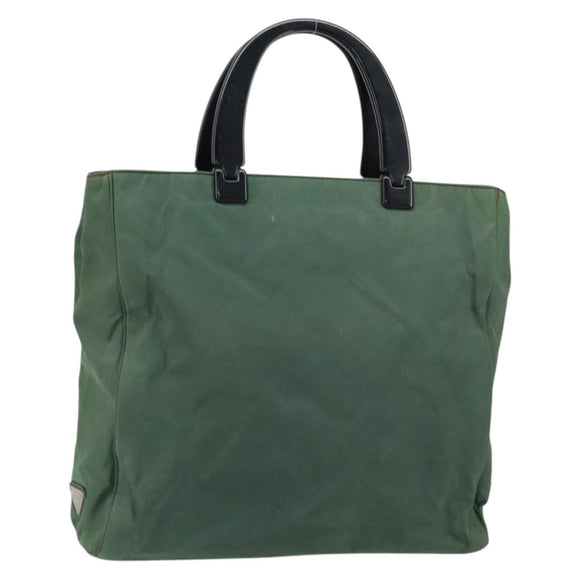 PRADA Hand Bag Nylon Green Silver Auth 151462