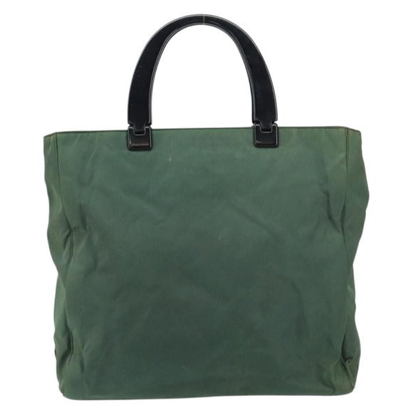 PRADA Hand Bag Nylon Green Silver Auth 151462