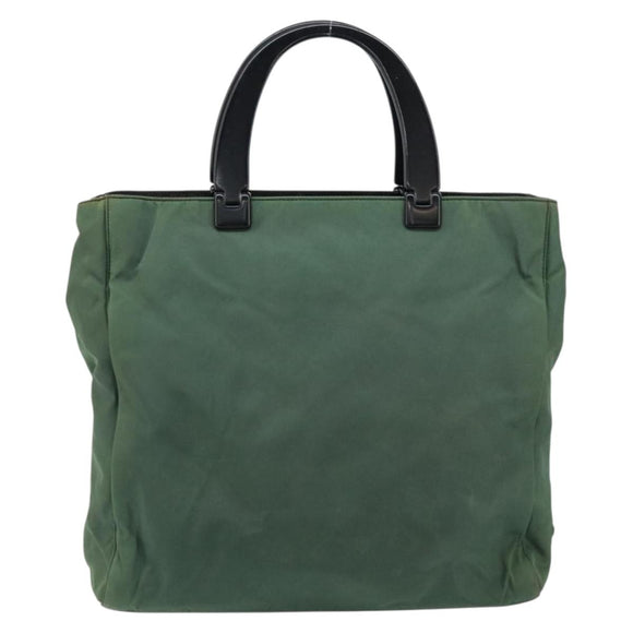 PRADA Hand Bag Nylon Green Silver Auth 151462