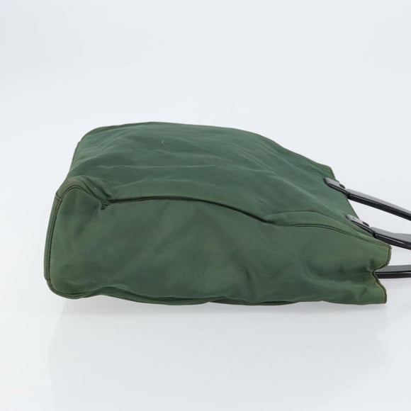 PRADA Hand Bag Nylon Green Silver Auth 151462