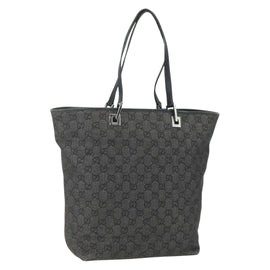 GUCCI GG Canvas Tote Bag Black Silver 31243 Auth 151463