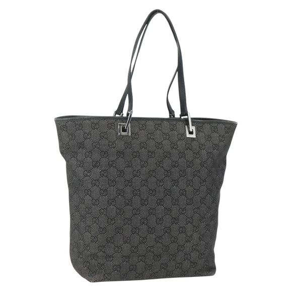 GUCCI GG Canvas Tote Bag Black Silver 31243 Auth 151463