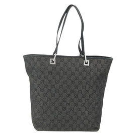 GUCCI GG Canvas Tote Bag Black Silver 31243 Auth 151463 - 0