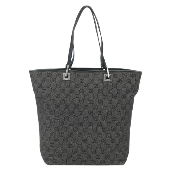 GUCCI GG Canvas Tote Bag Black Silver 31243 Auth 151463