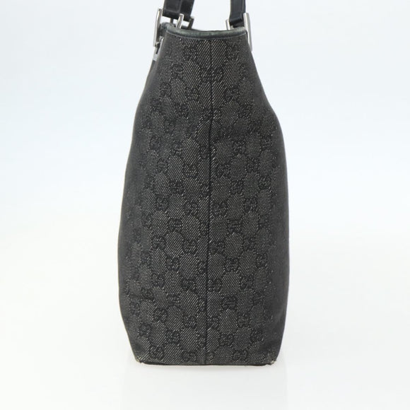 GUCCI GG Canvas Tote Bag Black Silver 31243 Auth 151463