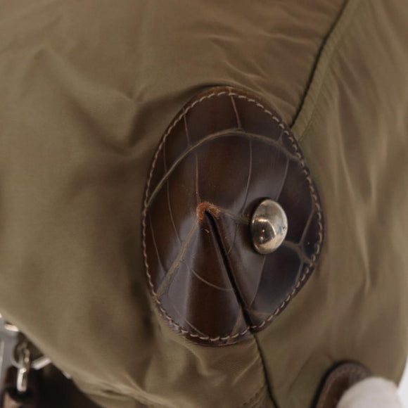 PRADA Shoulder Bag Nylon Beige Silver Auth 151464