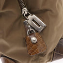 PRADA Shoulder Bag Nylon Beige Silver Auth 151464-17