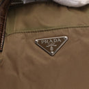 PRADA Shoulder Bag Nylon Beige Silver Auth 151464-18