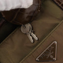 PRADA Shoulder Bag Nylon Beige Silver Auth 151464-10