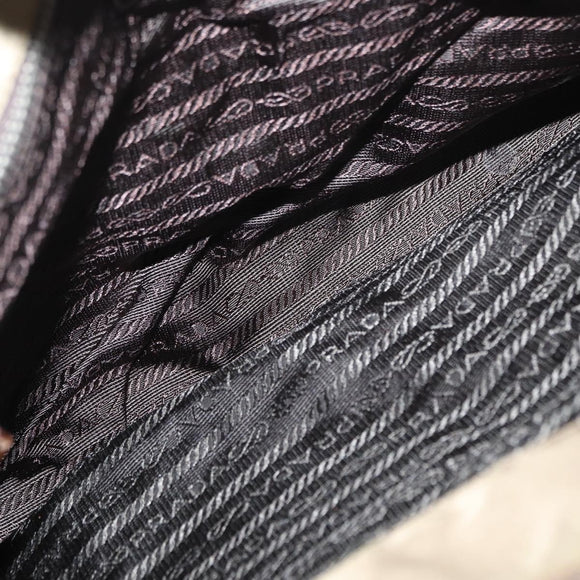 PRADA Shoulder Bag Nylon Beige Silver Auth 151464