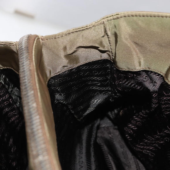 PRADA Shoulder Bag Nylon Beige Silver Auth 151464