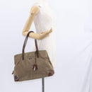 PRADA Shoulder Bag Nylon Beige Silver Auth 151464-27