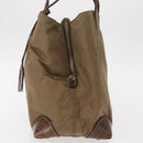 PRADA Shoulder Bag Nylon Beige Silver Auth 151464-3