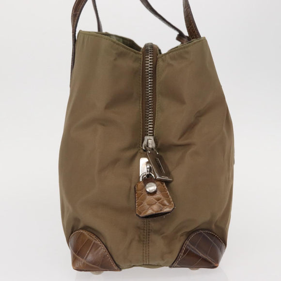 PRADA Shoulder Bag Nylon Beige Silver Auth 151464