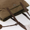 PRADA Shoulder Bag Nylon Beige Silver Auth 151464-6