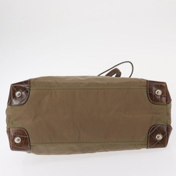 PRADA Shoulder Bag Nylon Beige Silver Auth 151464