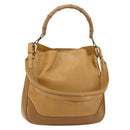 GUCCI Bamboo Shoulder Bag Leather 2way Beige Gold 001 4095 Auth 151465-1