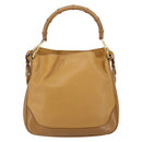 GUCCI Bamboo Shoulder Bag Leather 2way Beige Gold 001 4095 Auth 151465-2