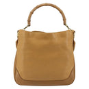 GUCCI Bamboo Shoulder Bag Leather 2way Beige Gold 001 4095 Auth 151465-3