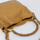 GUCCI Bamboo Shoulder Bag Leather 2way Beige Gold 001 4095 Auth 151465-6