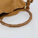 GUCCI Bamboo Shoulder Bag Leather 2way Beige Gold 001 4095 Auth 151465-7