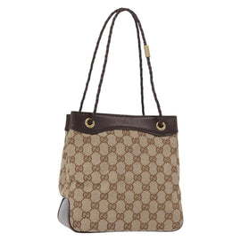 GUCCI GG Canvas Tote Bag Beige Gold 109143 Auth 151466A