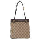 GUCCI GG Canvas Tote Bag Beige Gold 109143 Auth 151466-2