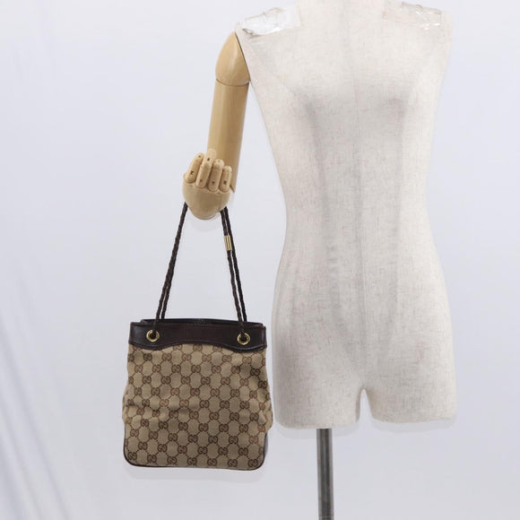 GUCCI GG Canvas Tote Bag Beige Gold 109143 Auth 151466A