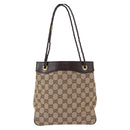 GUCCI GG Canvas Tote Bag Beige Gold 109143 Auth 151466-3